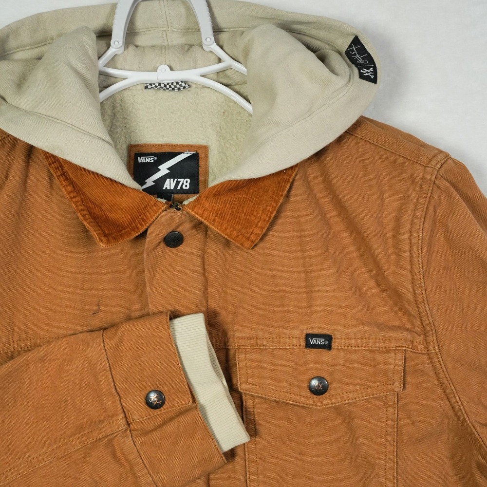 Vans x Anthony Van Engelen Hooded Barne Work Jacket Tan Mens Large AV78 Full Zip